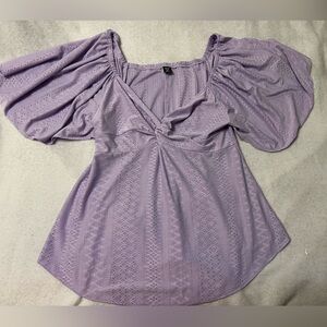SHEIN Lavender Eyelet Top